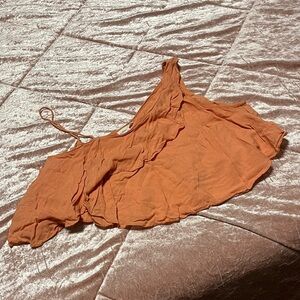 Silence + Noise Tangerine One-Shoulder Top